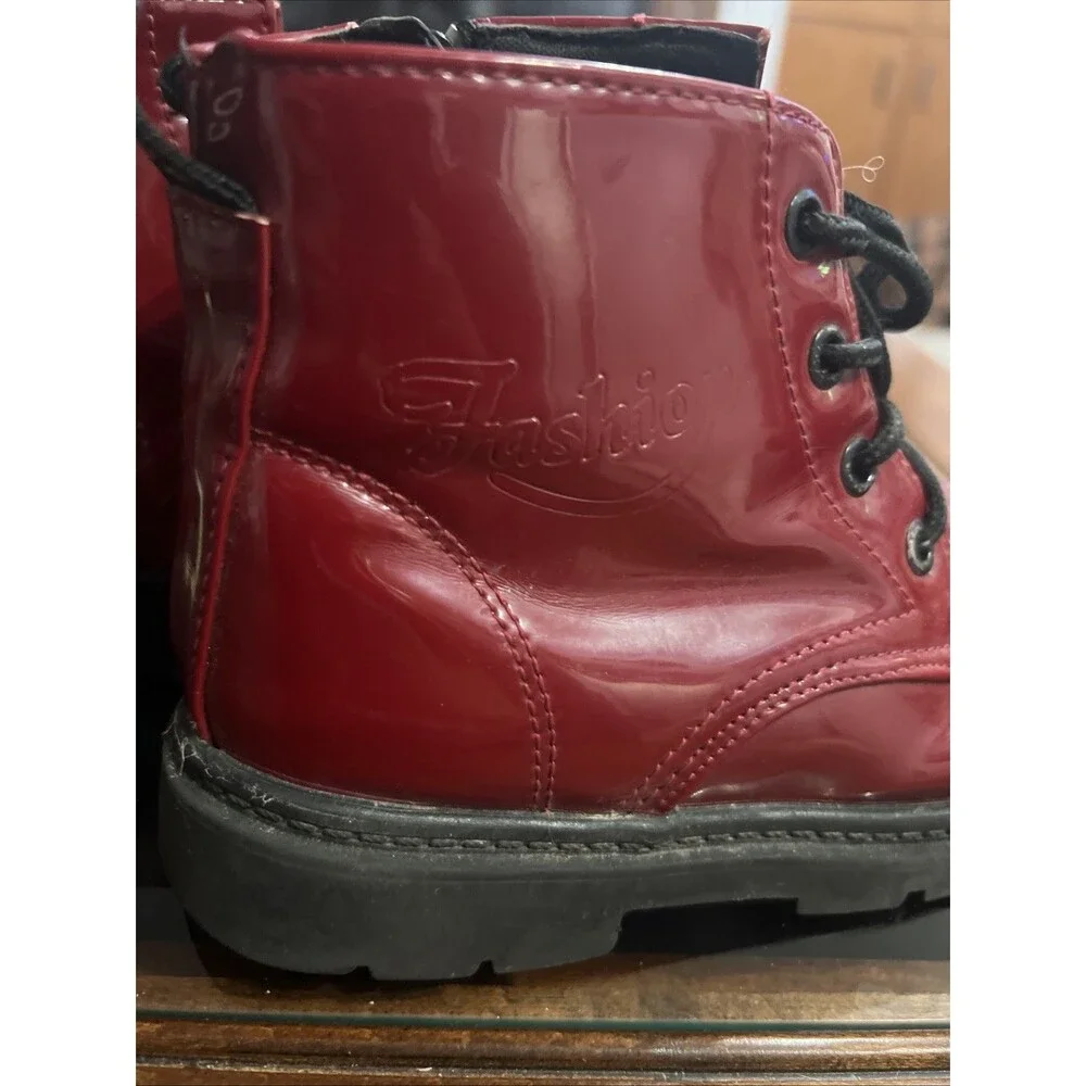 Toddler ‎ Combat Boots with Zipper Maroon size 12